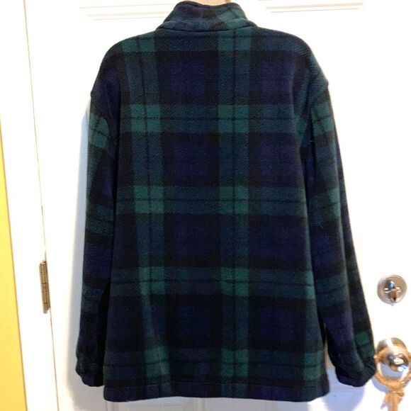 KAREN SCOTT Green Black Fleece Plaid Zippered Jacket with pockets Womens Large - Picture 8 of 10
